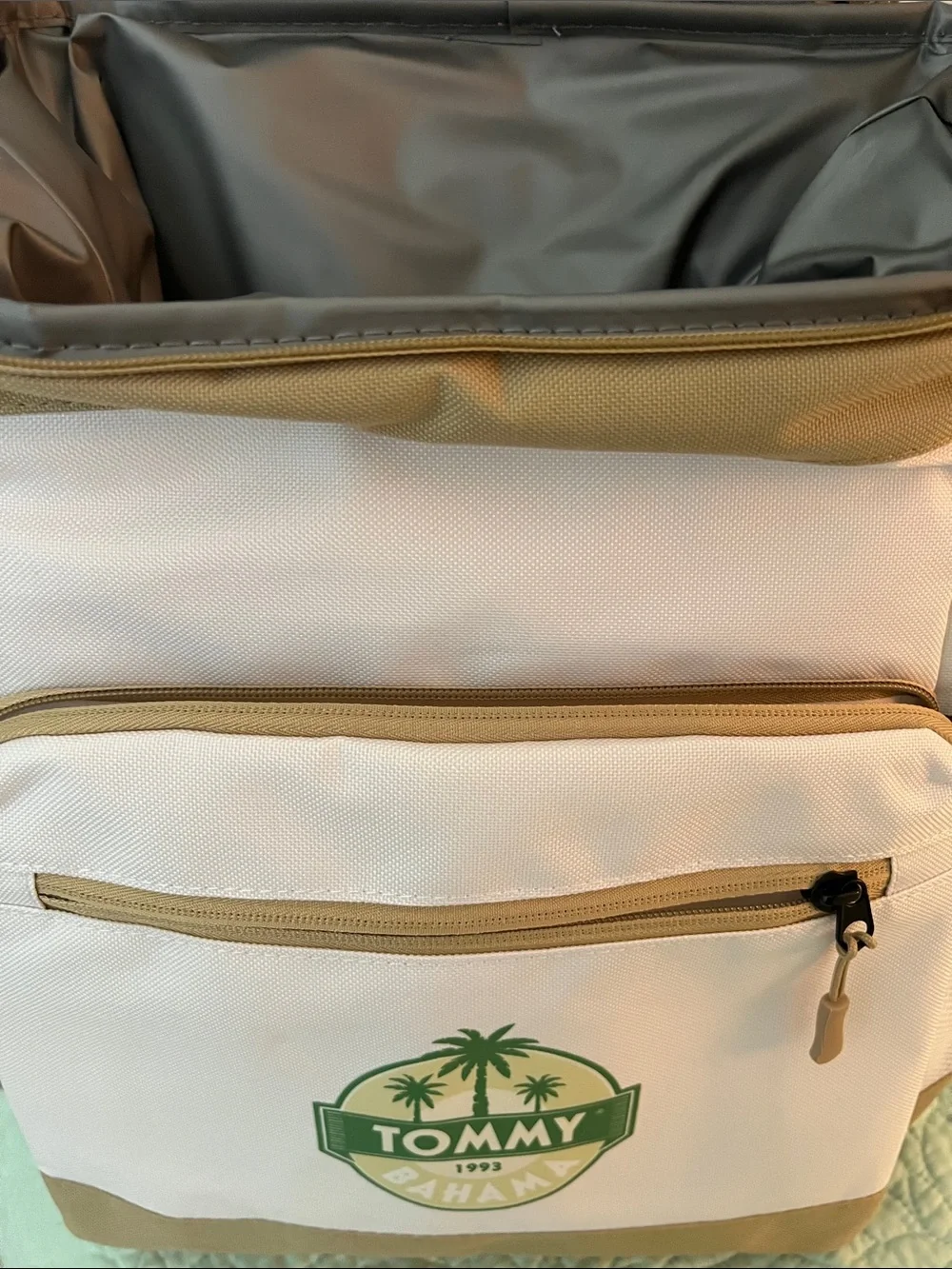 Tommy Bahama Cooler Backpack New 4 Zipper Areas and bottle opener attached